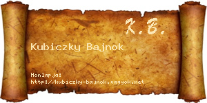 Kubiczky Bajnok névjegykártya